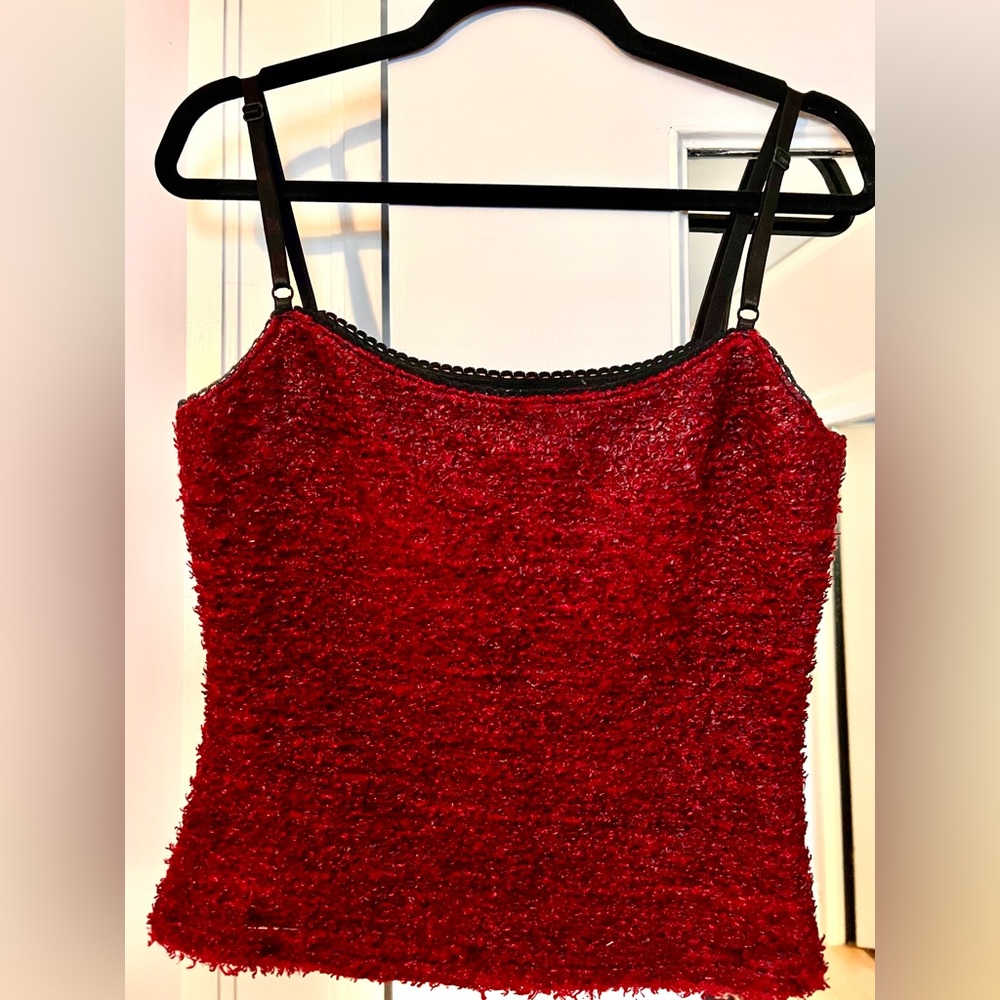 Bebe faux leather red/black tank, M